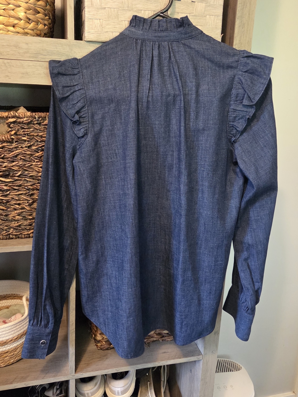 kate spade Dark Denim Button-Front Blouse - Picture 6 of 10
